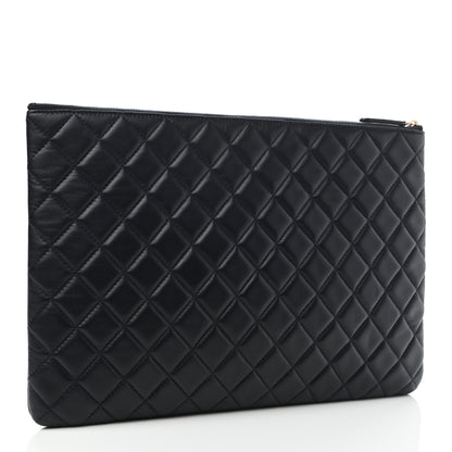 Chanel Lambskin Quilted Large Cosmetic Case Navy 3 of 7