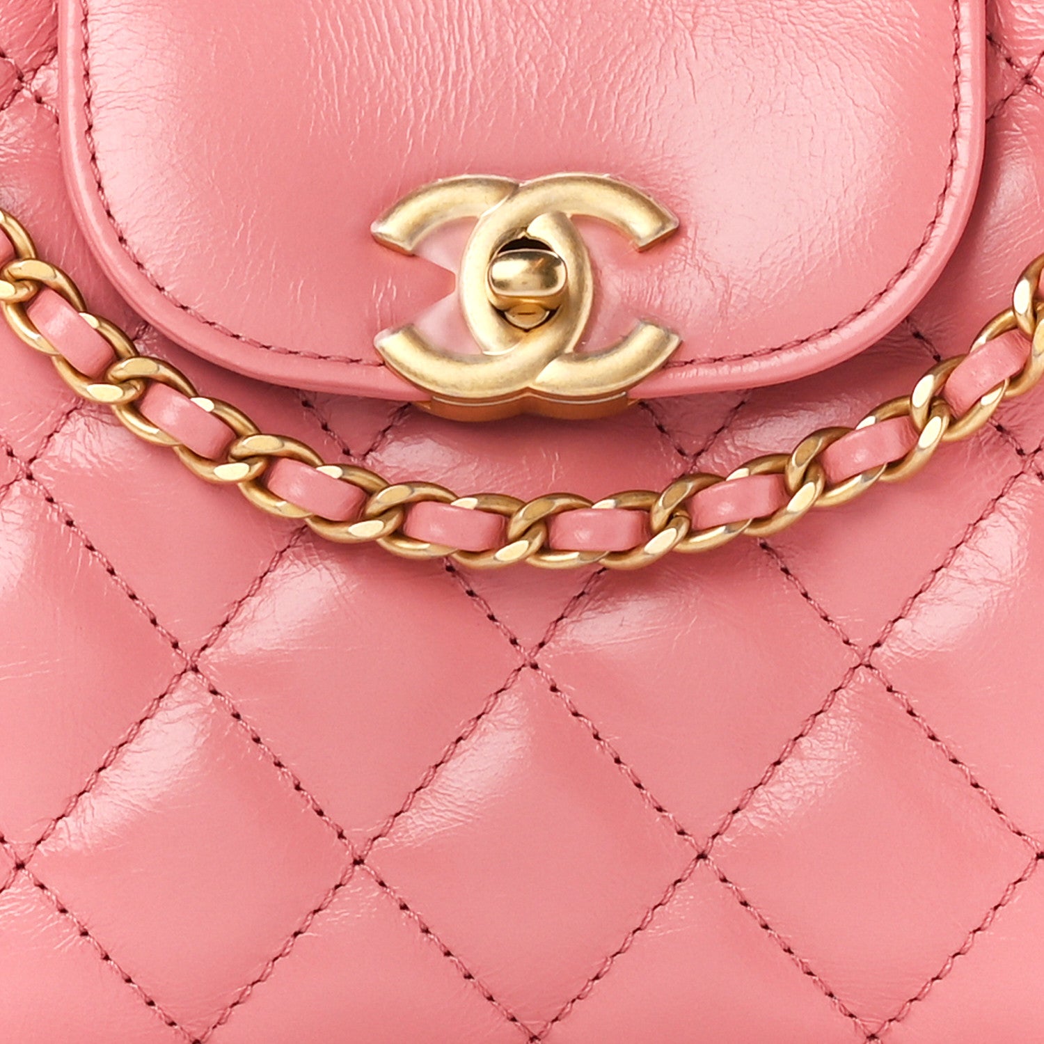 Chanel Shiny Aged Calfskin Quilted Nano Kelly Shopper Coral Pink 8 of 10