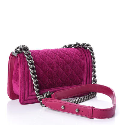 Chanel Velvet Quilted Small Boy Flap Fuchsia 3 of 10