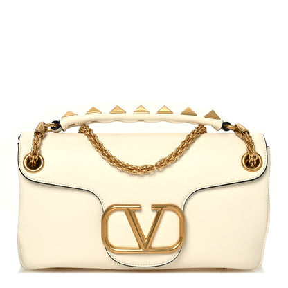 Valentino Garavani Nappa Stud Sign Shoulder Bag Ivory 1 of 14