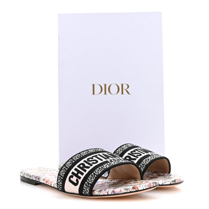 Christian Dior Canvas Embroidered D-Floral Dway Mules Slide Sandals 39.5 Off White Multicolor 9 of 9