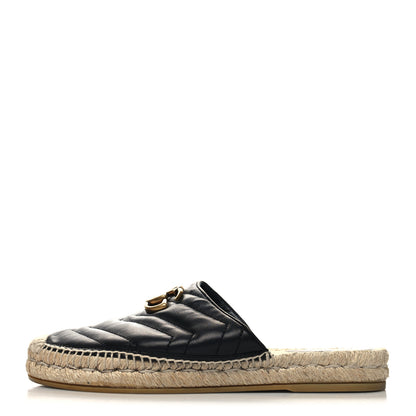 Gucci Nappa Matelasse GG Marmont Espadrille Slippers 37.5 Black 1 of 10