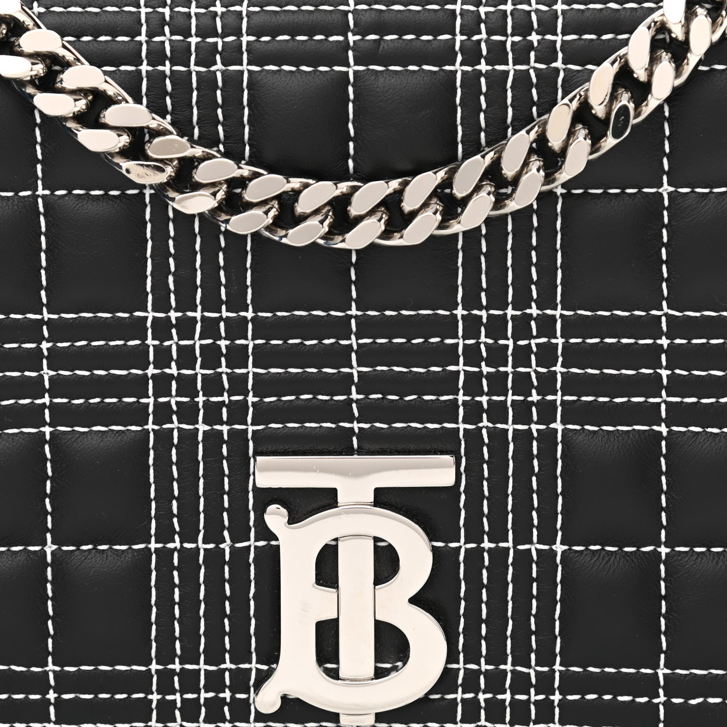 Burberry Grainy Calfskin Quilted Lola TB Bag Black Multicolor 8 of 10