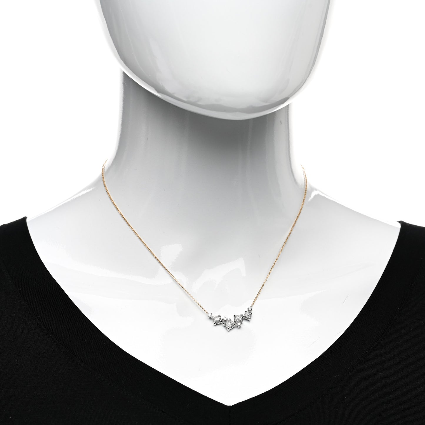 18K Yellow White Gold Diamond Precious Chatelaine Necklace