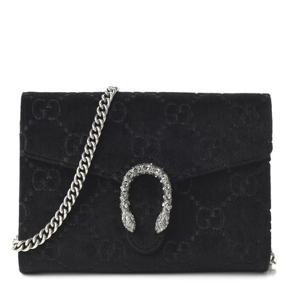 Gucci Velvet GG Monogram Mini Dionysus Chain Wallet Black 1 of 9