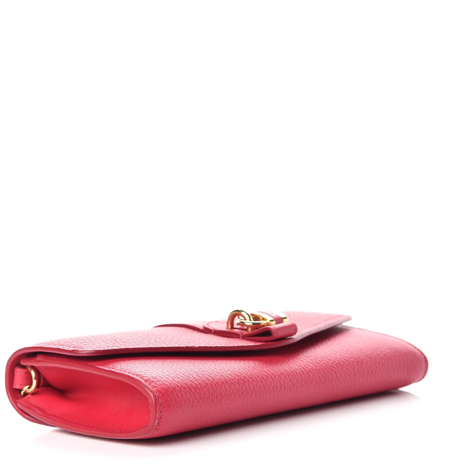 Chloe Shiny Grained Calfskin Aby Wallet on Chain Crimson Pink 3 of 12