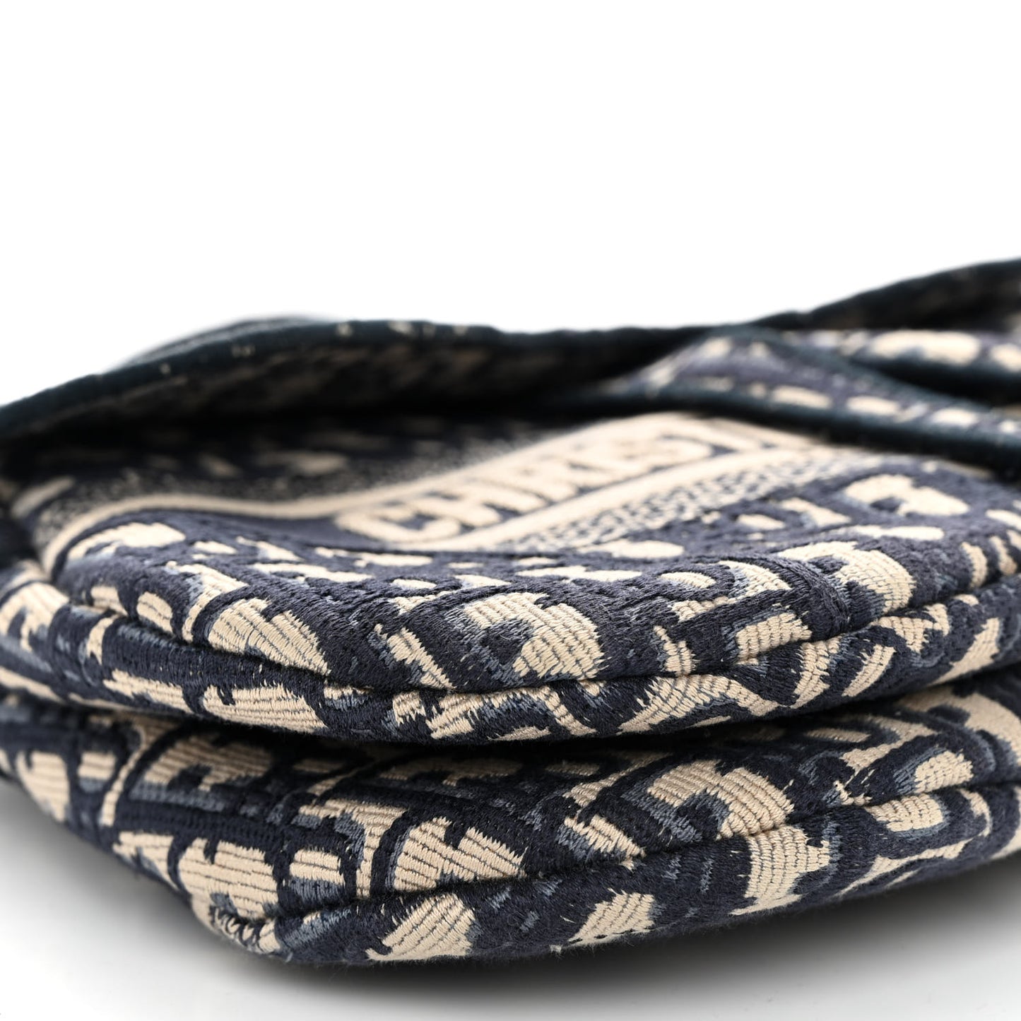 Oblique Embroidered Saddle Bag Blue