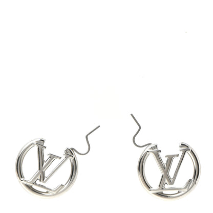 Louis Vuitton Palladium Small Louise Hoop Earrings Silver 3 of 5