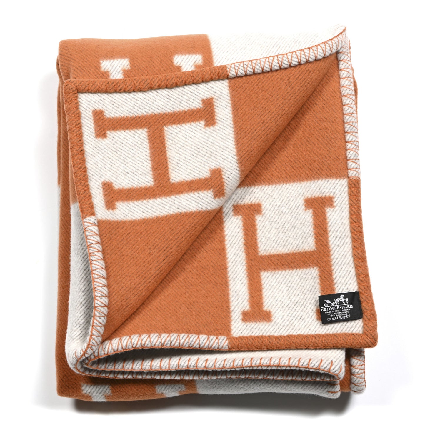 Wool Cashmere Signature Classic Avalon Blanket Ecru Potiron