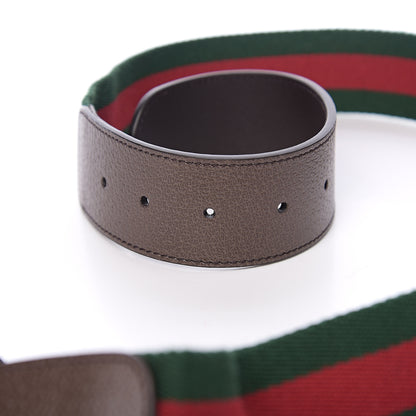 Gucci Nylon Textured Calfskin Double G Web 40mm Belt 80 32 Green Red Dark Cocoa 4 of 5