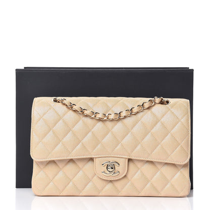 Chanel Iridescent Caviar Quilted Medium Double Flap Beige 11 of 11