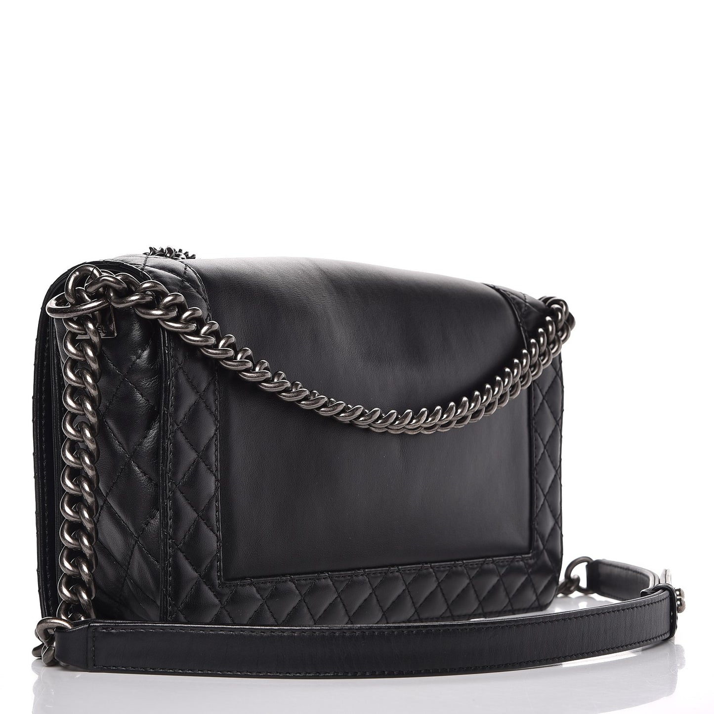 Calfskin Enchained Medium Boy Flap Black