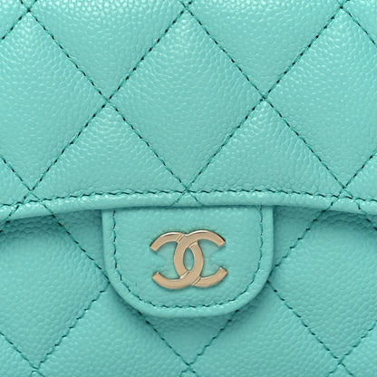 Chanel Caviar Quilted Medium Flap Wallet Turquoise 10 of 11