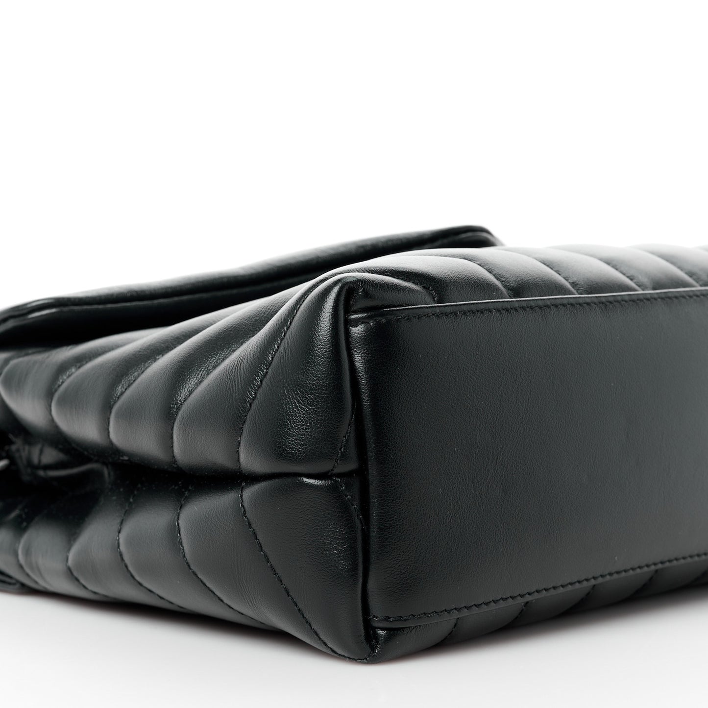 Calfskin Y Quilted Monogram Monochrome Small Loulou Chain Satchel Black