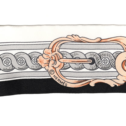 Hermes Silk Bride De Cour Twilly Black White Or Rose 3 of 4
