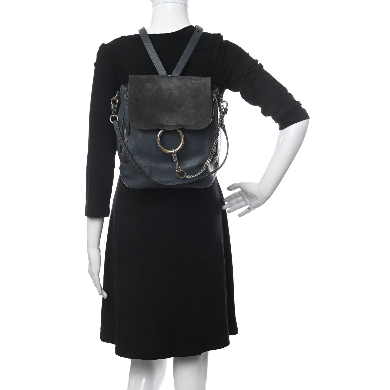 Chloe Suede Calfskin Medium Faye Backpack Silver Blue 2 of 13