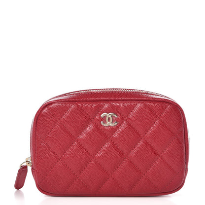 Chanel Caviar Quilted Small Curvy Pouch Cosmetic Case Dark Pink 1 of 8