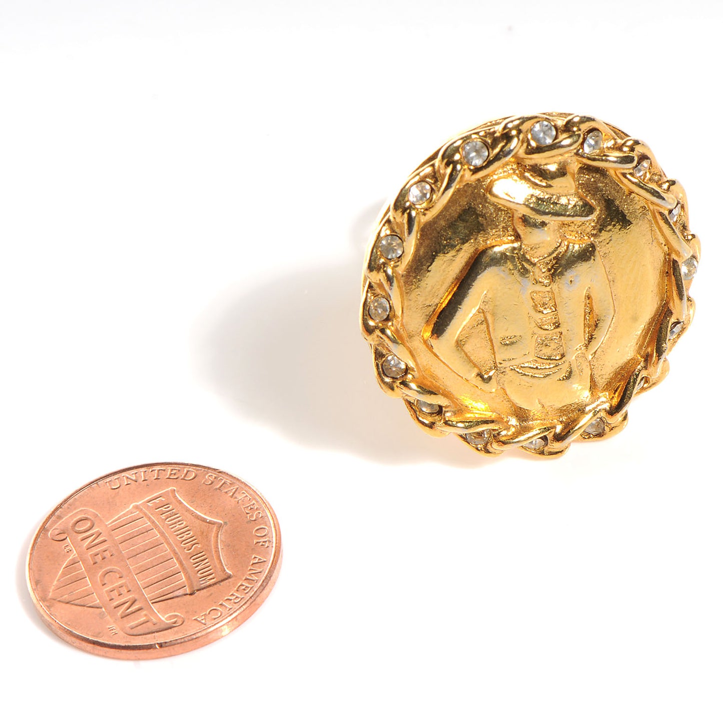 CC Coco Gold Crystal Clip On Earrings