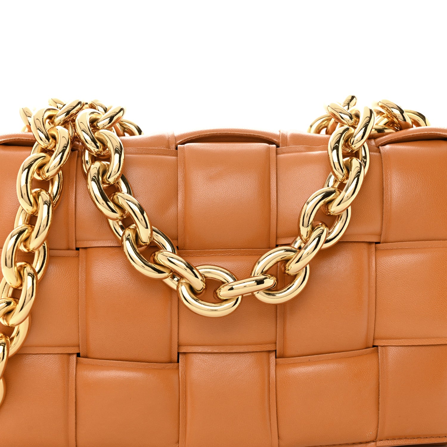 Bottega Veneta Lambskin Maxi Intreccio Padded Chain Cassette Crossbody Bag Caramel 7 of 12