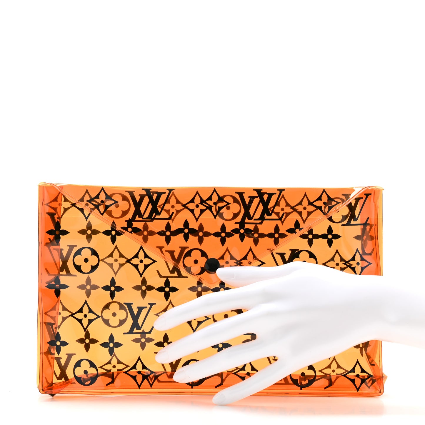PVC Monogram Printed Envelope Pouch Orange