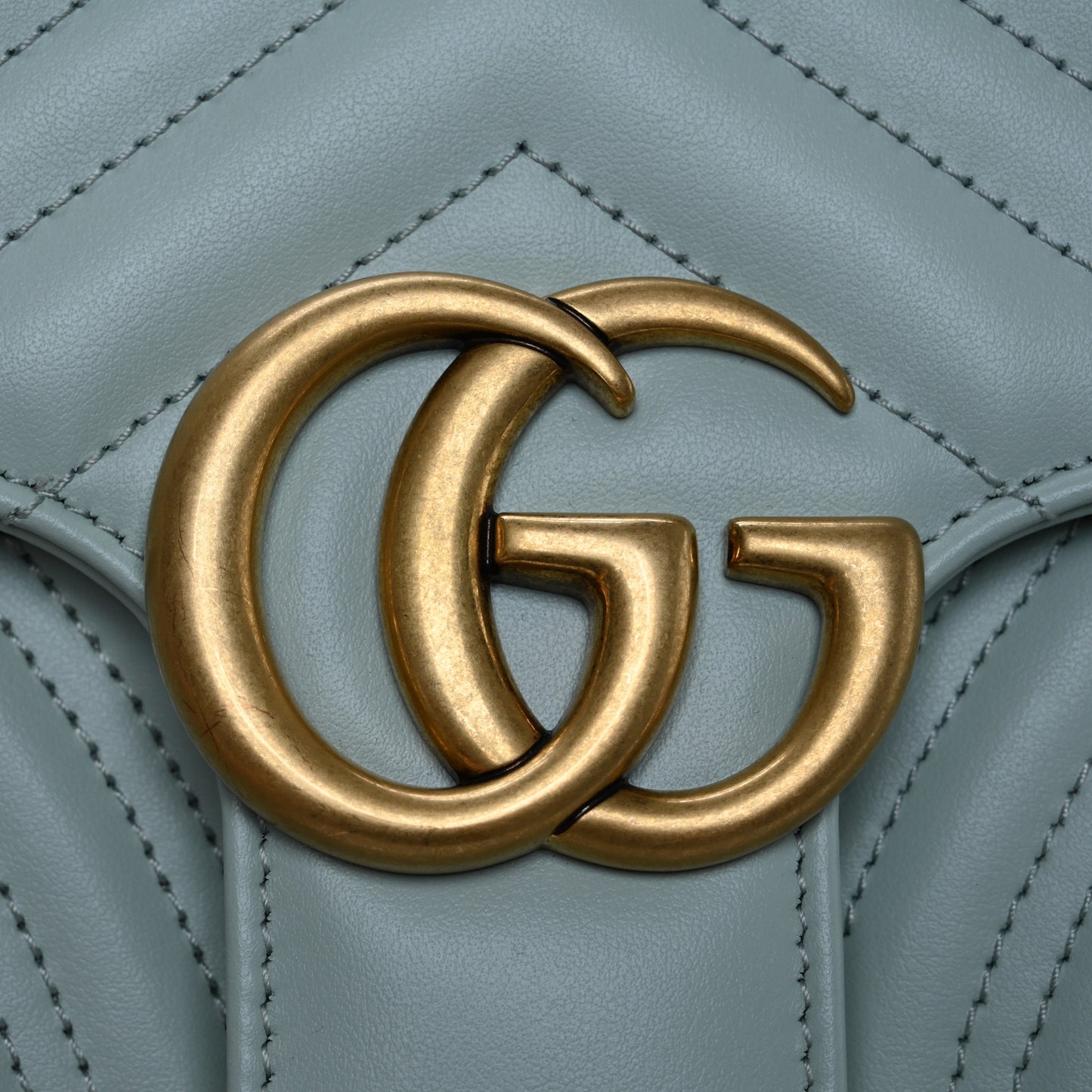 Calfskin Matelasse Small GG Marmont Shoulder Bag Salvy Green
