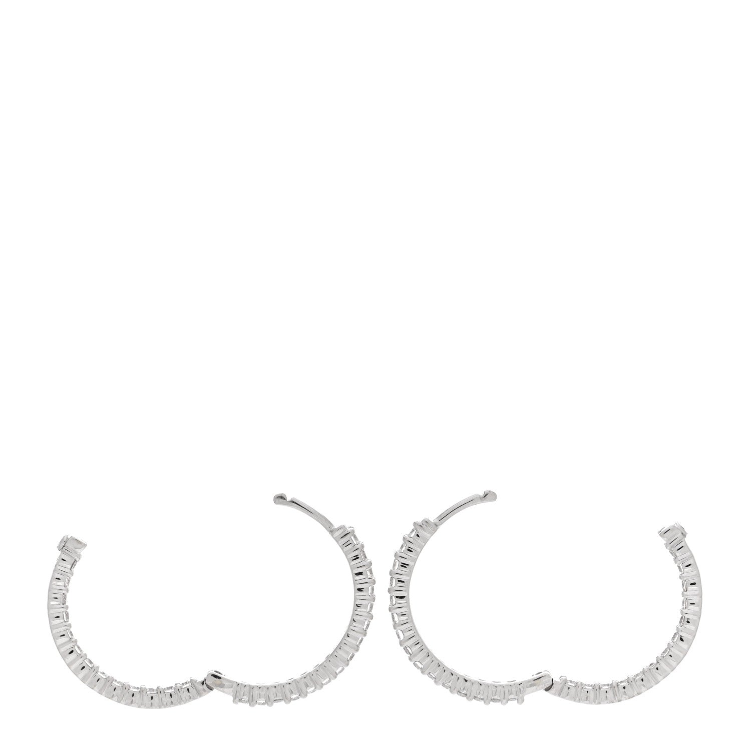 Roberto Coin 18K White Gold Diamond 1.53ctw Small Inside Outside Hoop Earrings 3 of 4