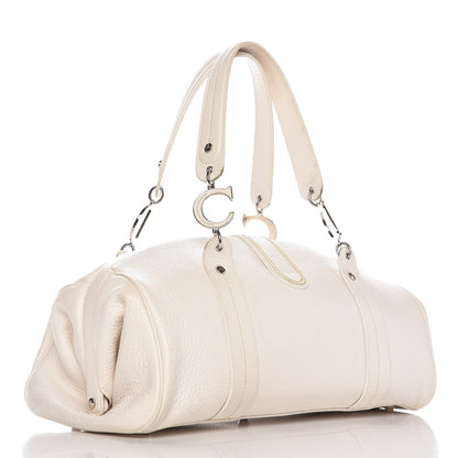 Christian Dior Calfskin Buckle Frame Satchel White 3 of 9
