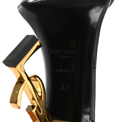 Saint Laurent Patent Calfskin Opyum 110 Sandals 37 Black Gold 8 of 10