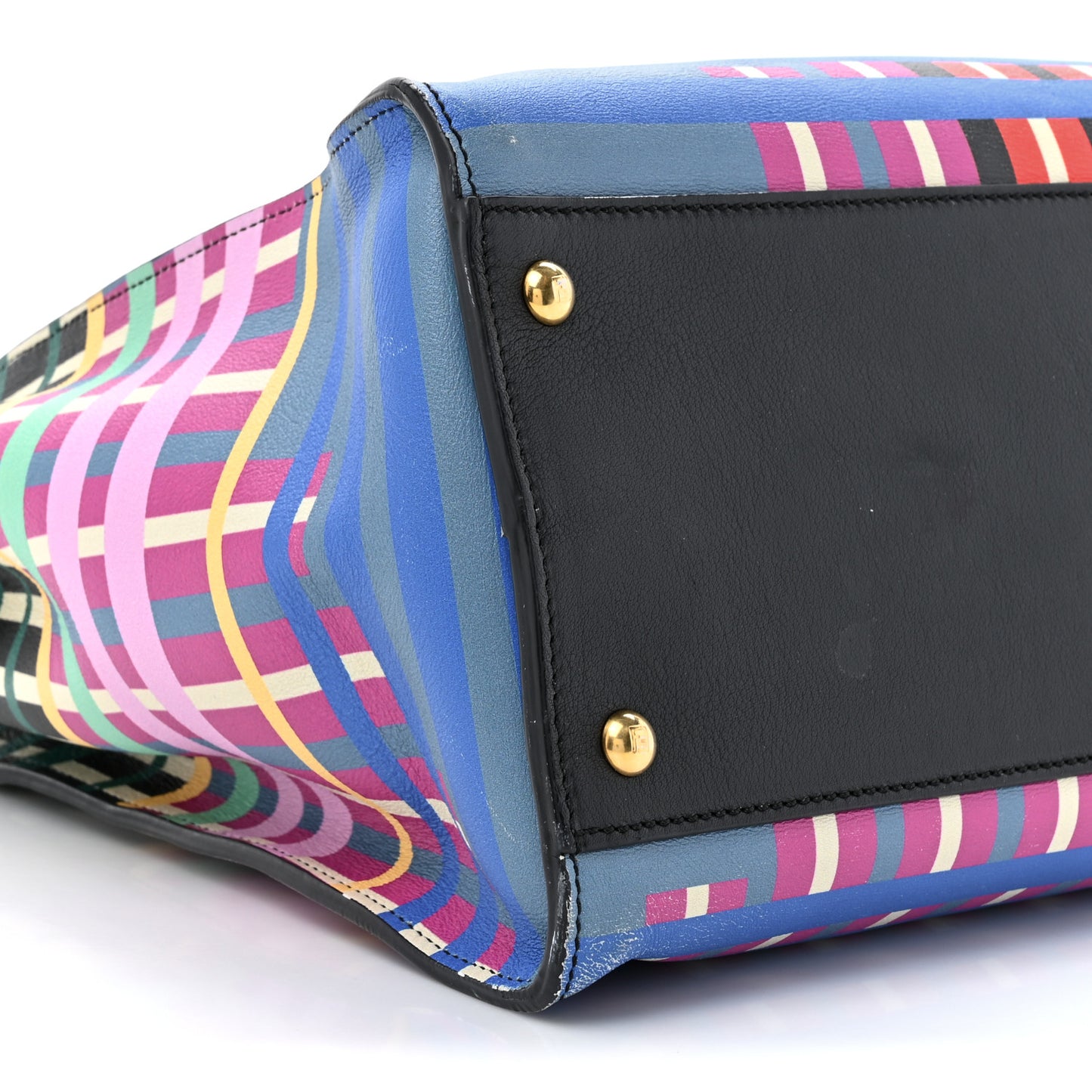 Vitello Seta Digital Print Large Peekaboo Iconic Satchel Multicolor Black