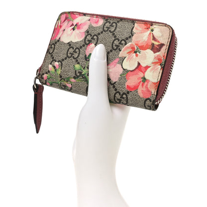 Gucci GG Supreme Monogram Blooms Zip Around Card Case Wallet Beige Multicolor Dry Rose 2 of 6