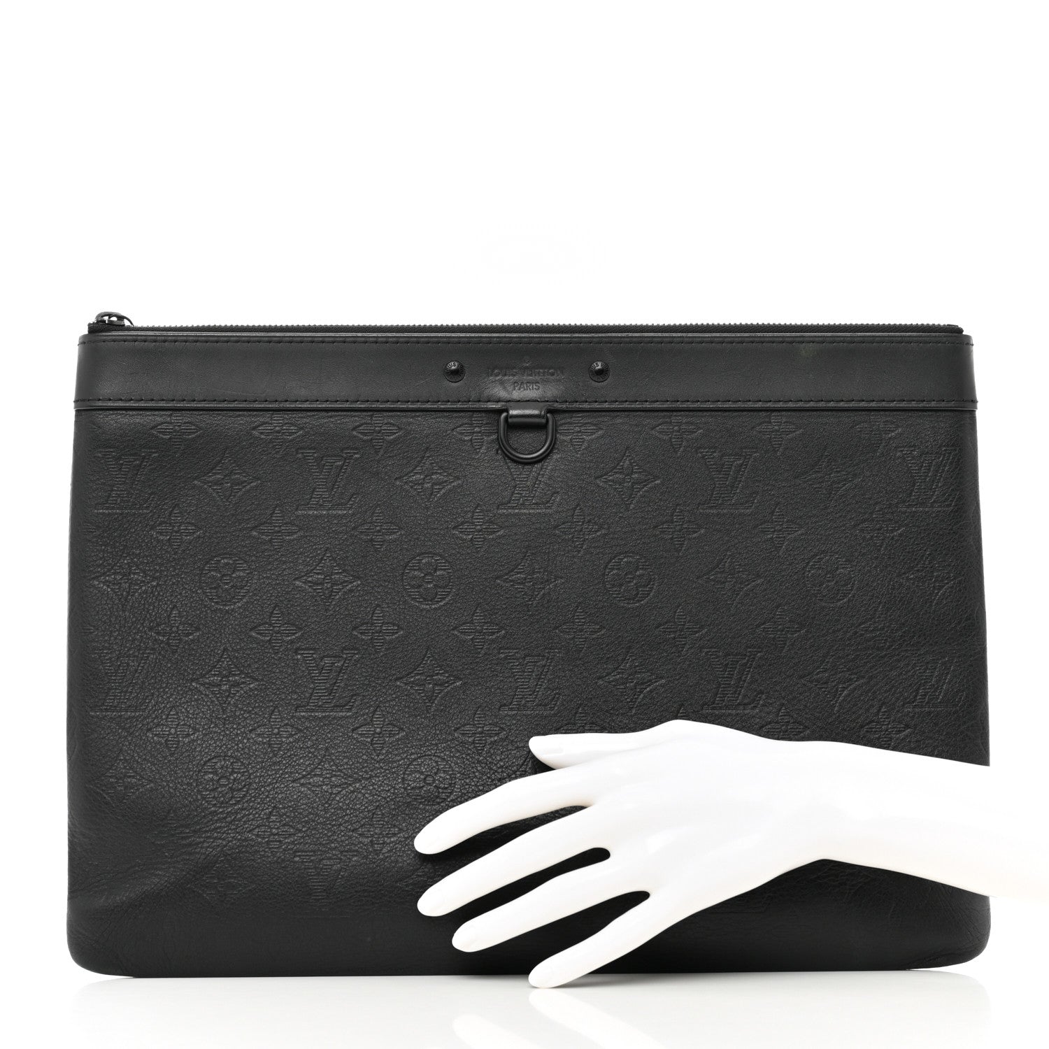 Louis Vuitton Calfskin Monogram Shadow Discovery Pochette Black 2 of 9