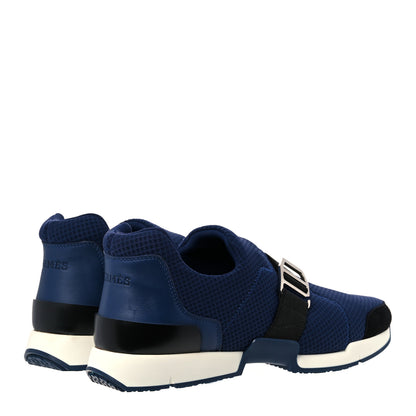 Hermes Technical Canvas Calfskin Run Sneakers Bleu Diplomatique 4 of 10