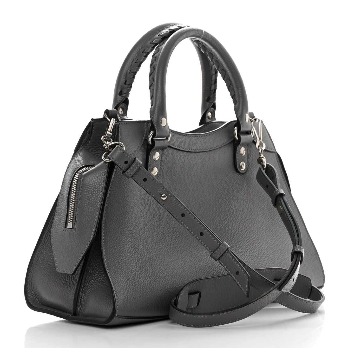 Grained Calfskin Neo Classic Silver Hardware S City Dark Grey