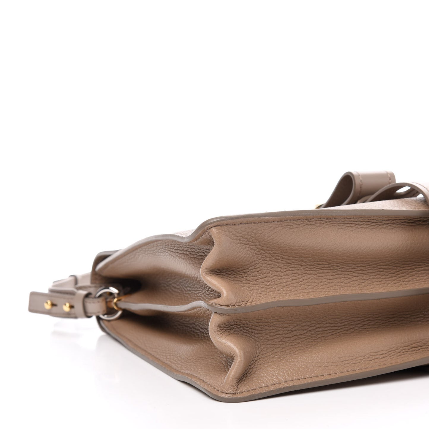 Grained Deerskin Shiny Calfskin Large Aby Day Shoulder Bag Motty Grey