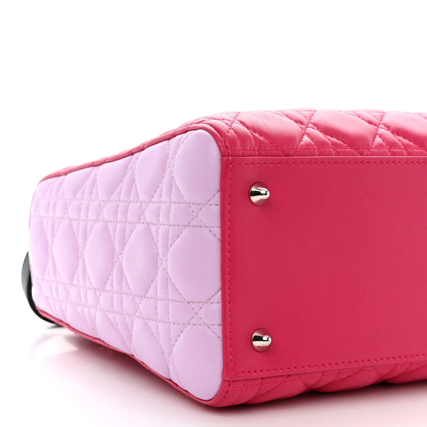 Lambskin Cannage Medium Tri-Color Lady Dior Fuchsia Anemone Black