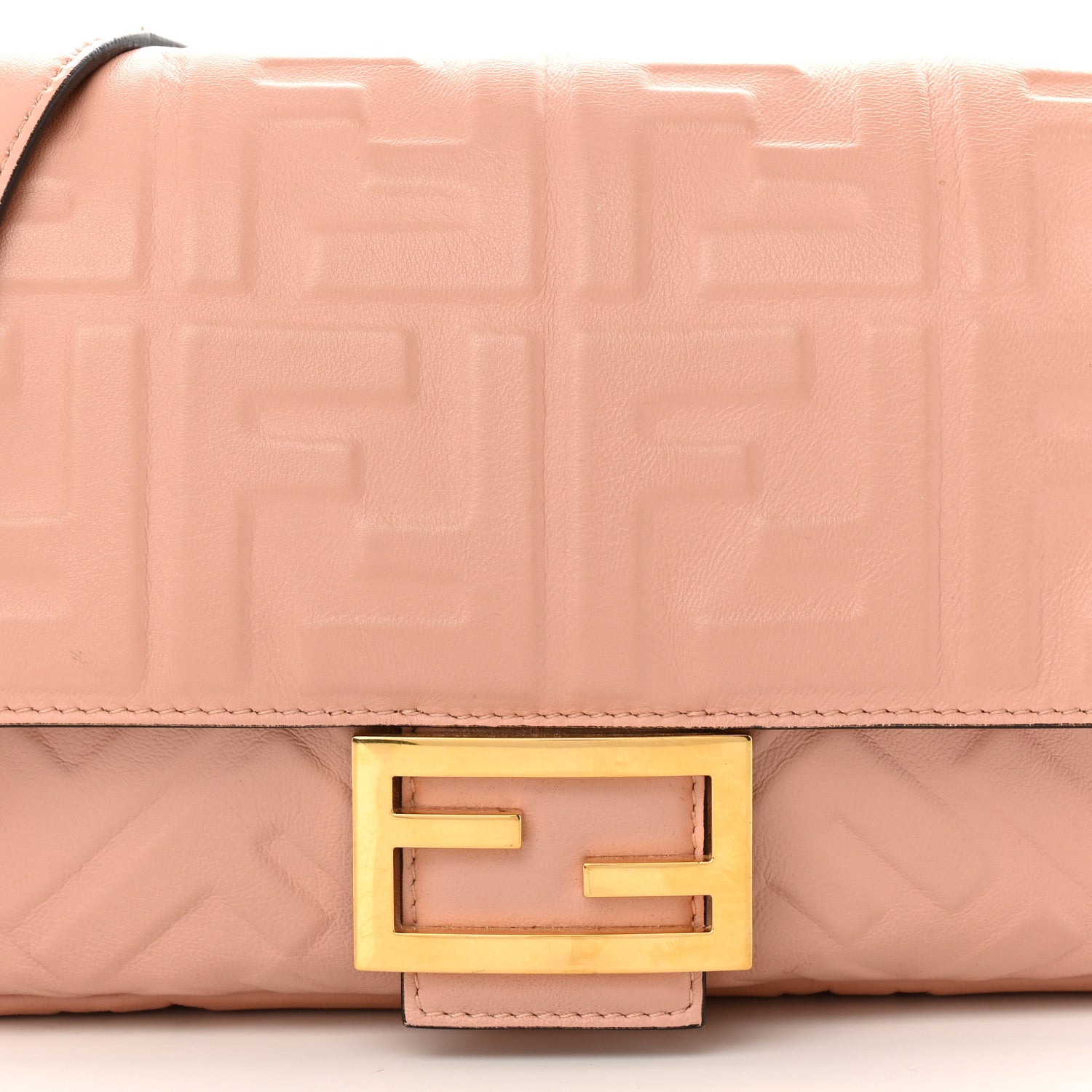 Fendi Nappa FF 1974 Embossed Baguette Rosa Bourbon 8 of 13