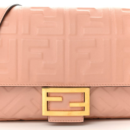 Fendi Nappa FF 1974 Embossed Baguette Rosa Bourbon 8 of 13
