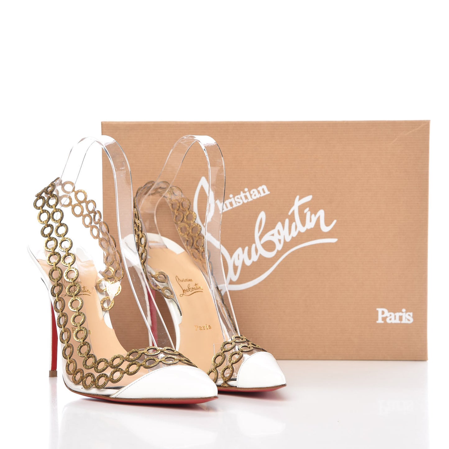 Patent PVC Malaika Half Dorsay 100 Pumps 38.5 White Gold