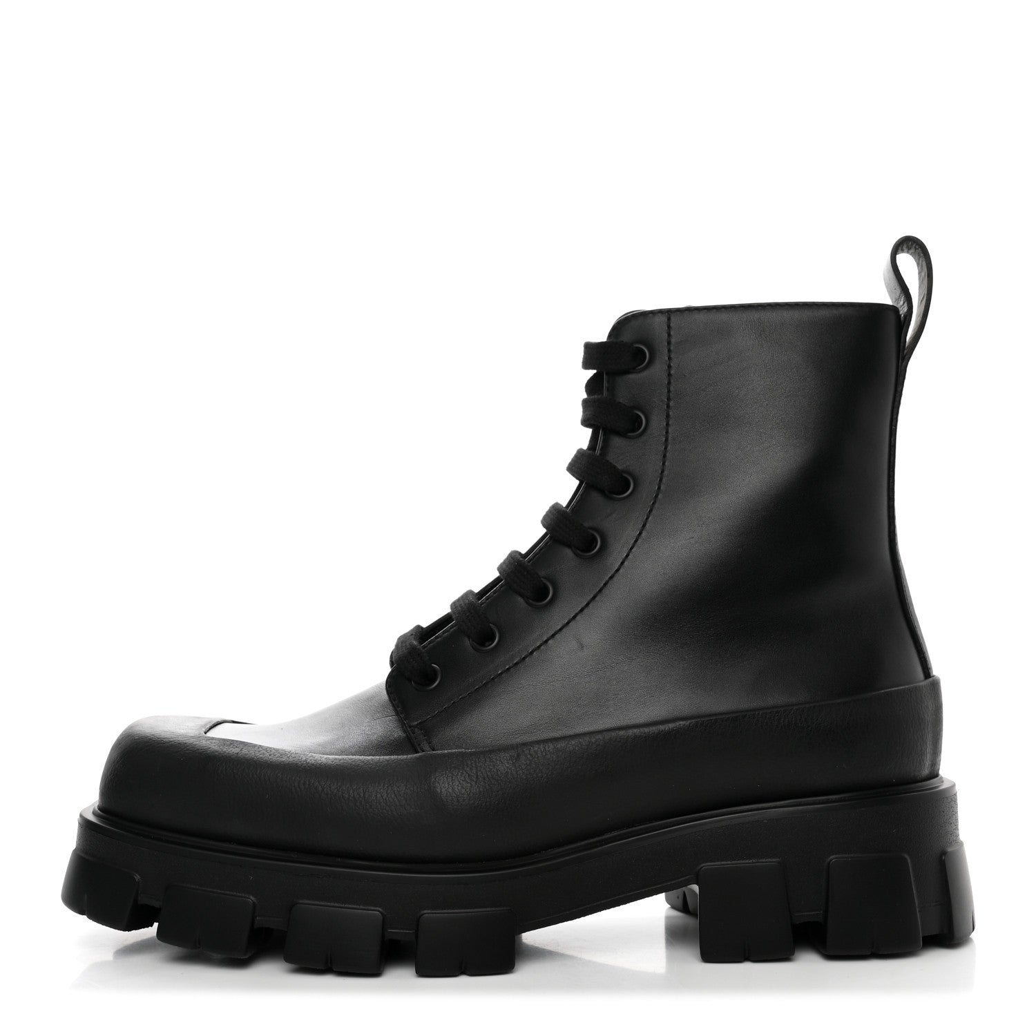 Prada Vitello Mens Lug Sole 45mm Combat Boots 9 Black 1 of 14