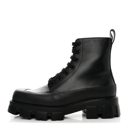 Prada Vitello Mens Lug Sole 45mm Combat Boots 9 Black 1 of 14