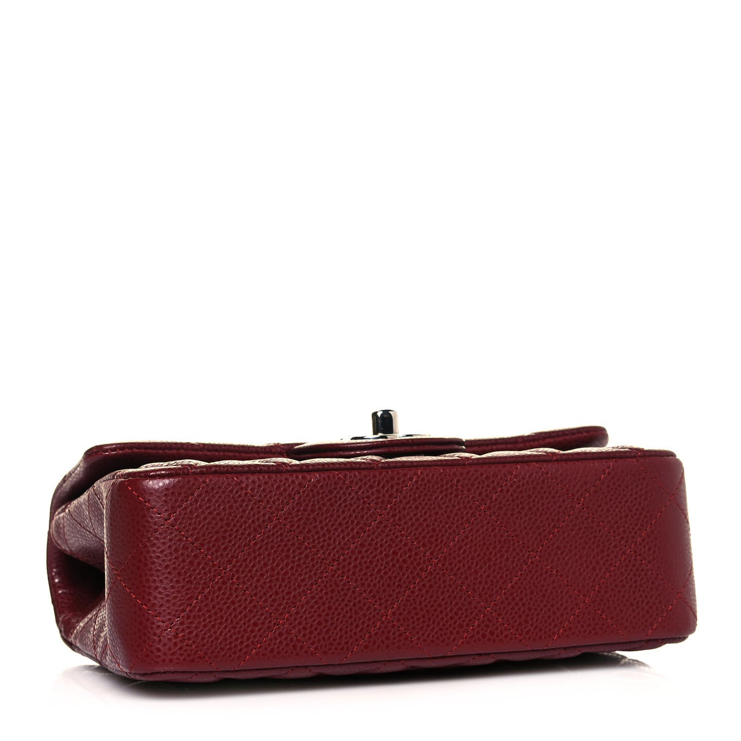 Caviar Quilted Mini Rectangular Flap Dark Red