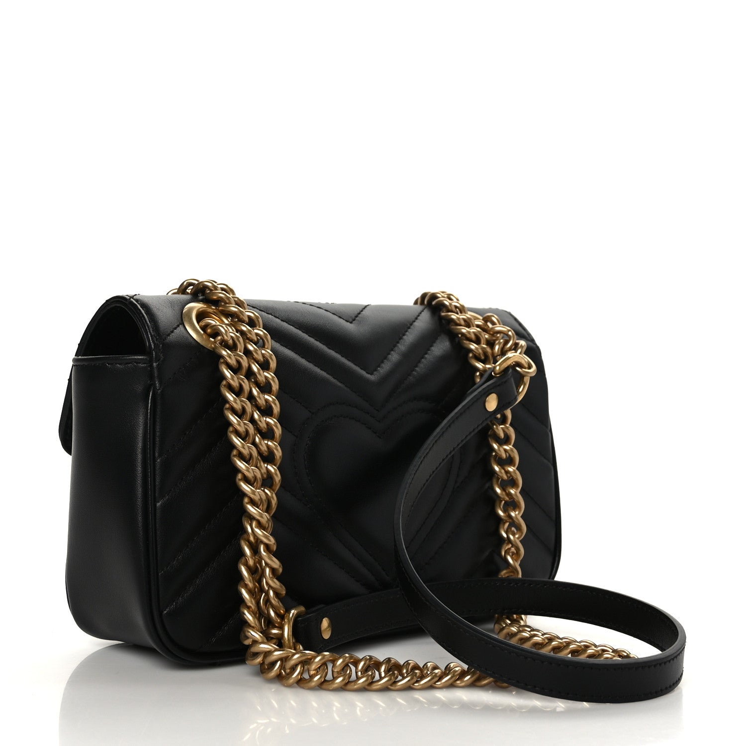 Gucci Calfskin Matelasse Mini GG Marmont Shoulder Bag Black 3 of 8