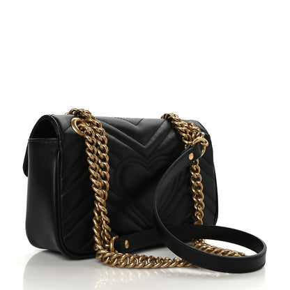 Gucci Calfskin Matelasse Mini GG Marmont Shoulder Bag Black 3 of 8