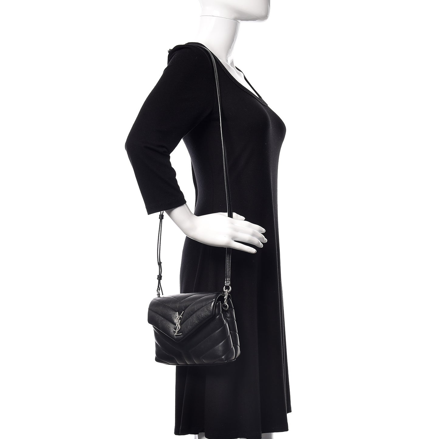 Calfskin Y Quilted Monogram Toy Loulou Crossbody Bag Black