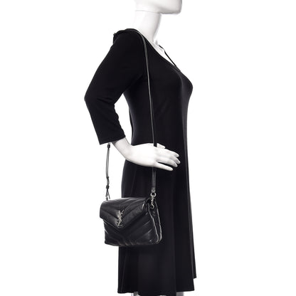Saint Laurent Calfskin Y Quilted Monogram Toy Loulou Crossbody Bag Black 2 of 12