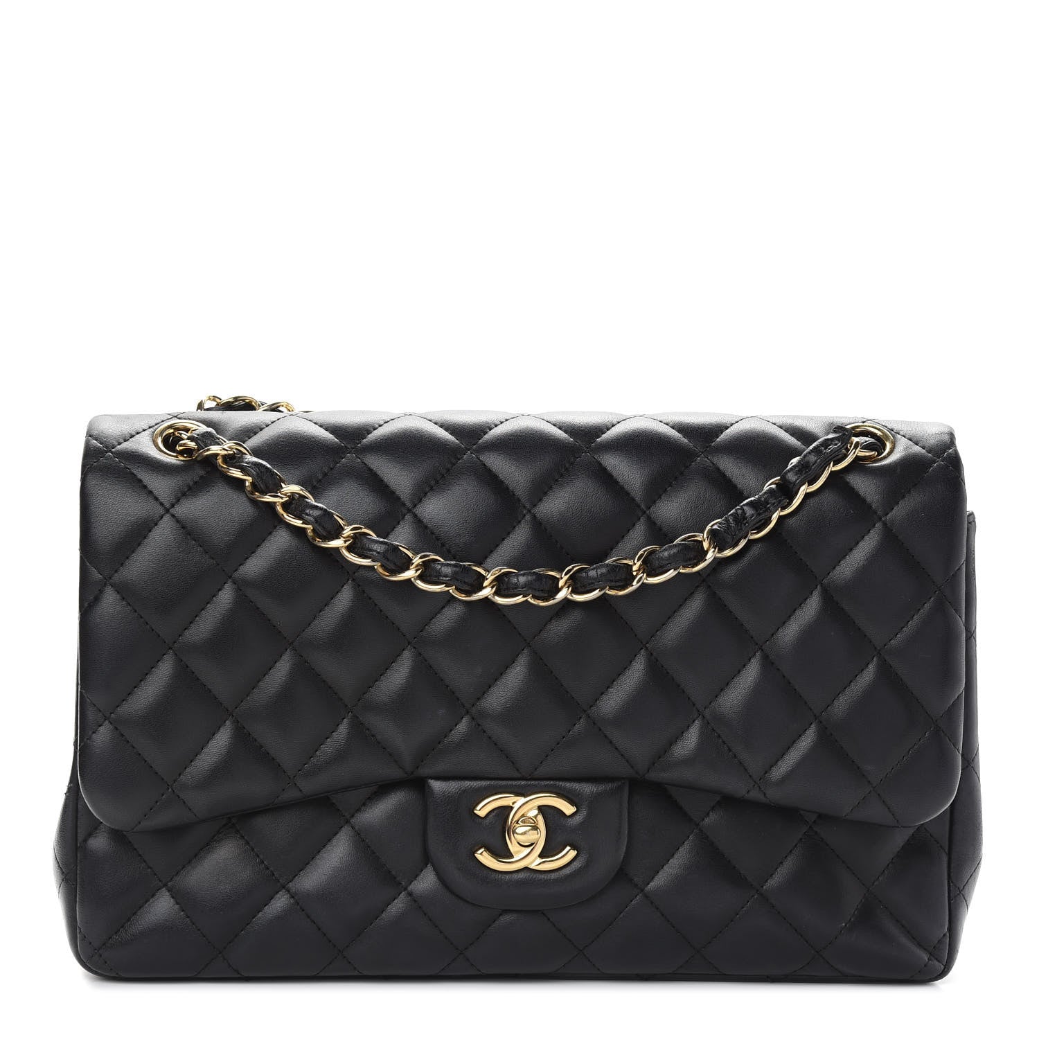 Chanel Lambskin Quilted Jumbo Double Flap Black 1 of 10