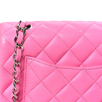 Chanel Lambskin Quilted Mini Rectangular Flap Neon Pink 11 of 13