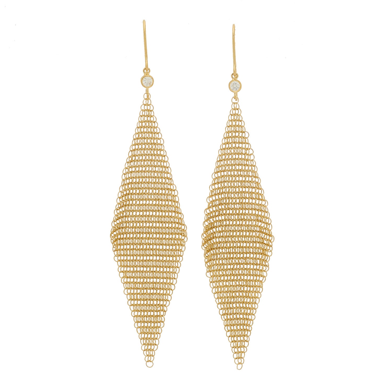 Tiffany 18K Yellow Gold Diamond Elsa Peretti Mesh Earrings 1 of 4