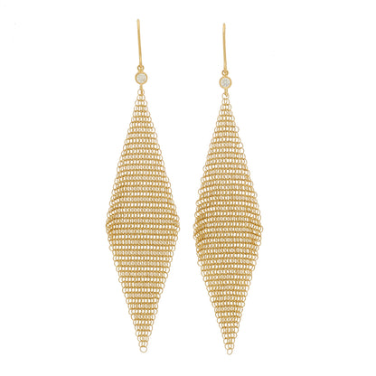 Tiffany 18K Yellow Gold Diamond Elsa Peretti Mesh Earrings 1 of 4