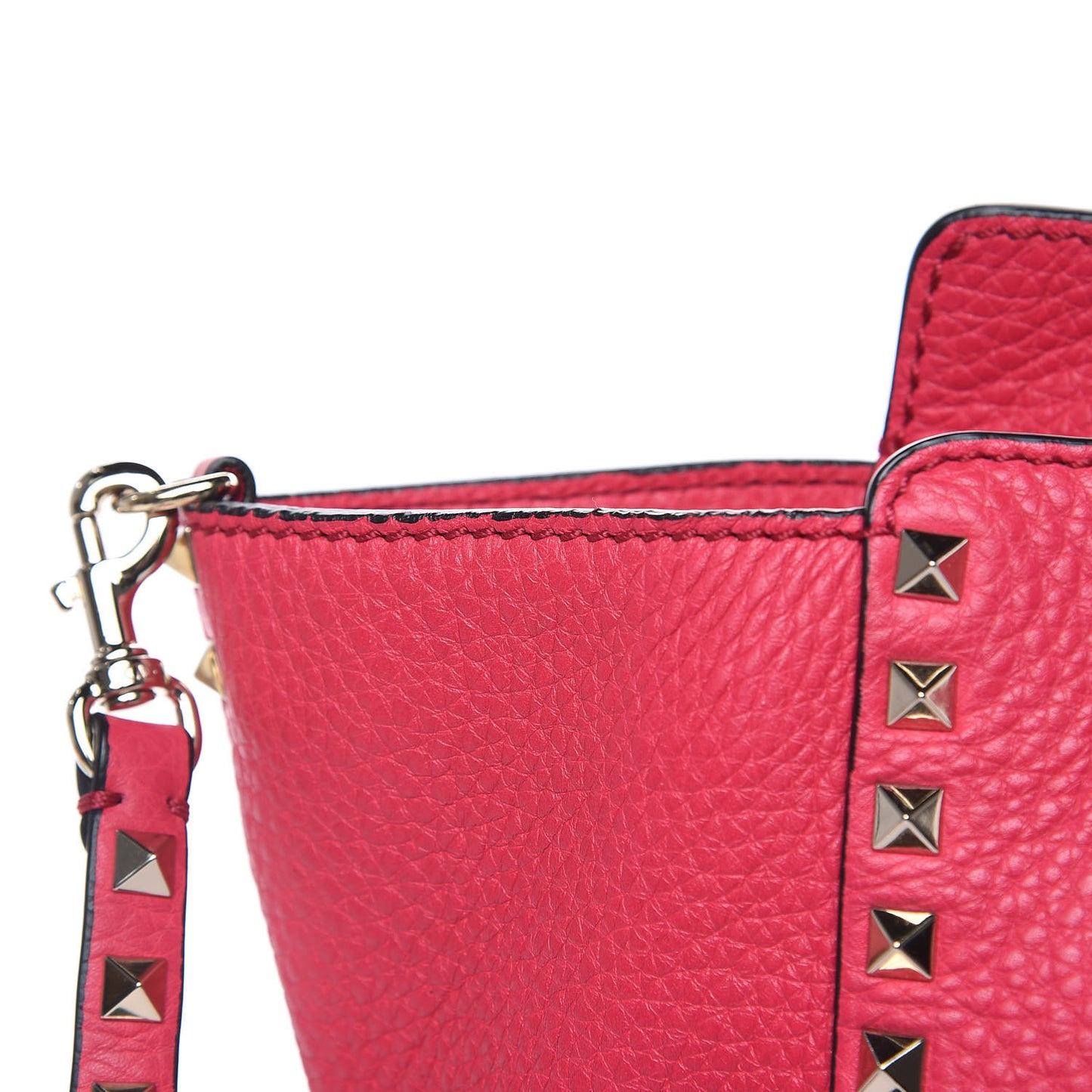 Pebbled Calfskin Medium Rockstud Tote Deep Fuxia